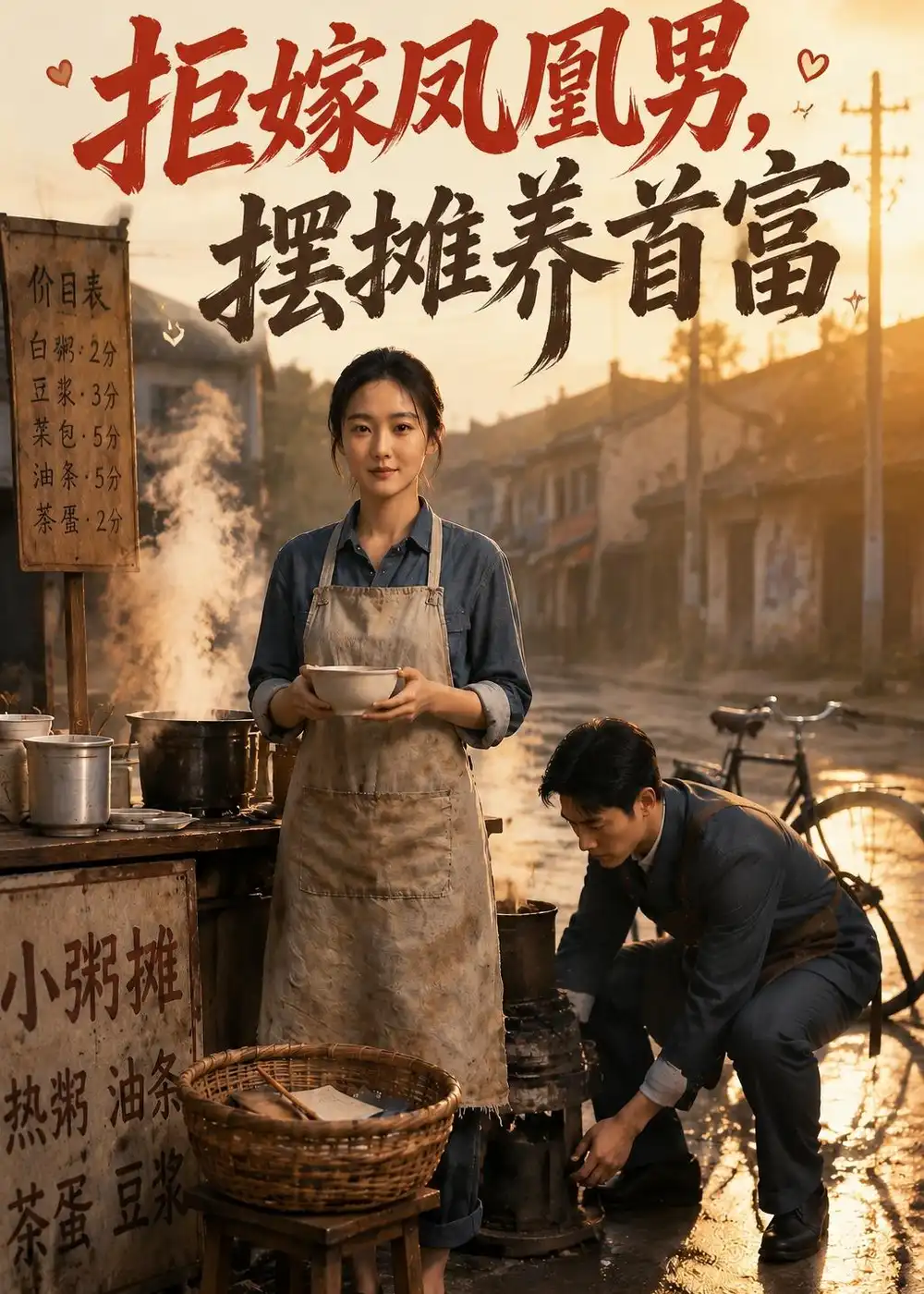 拒嫁风凰男，摆摊养首富（50集）AI短剧